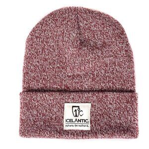 ICELANTIC Unisex Ribbed Beanie in Heather Cranberry Burgundy  NWOT
